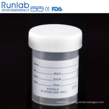 Ce Marked PP 60ml Universal Specimen Containers with Screw Cap and Printed Label